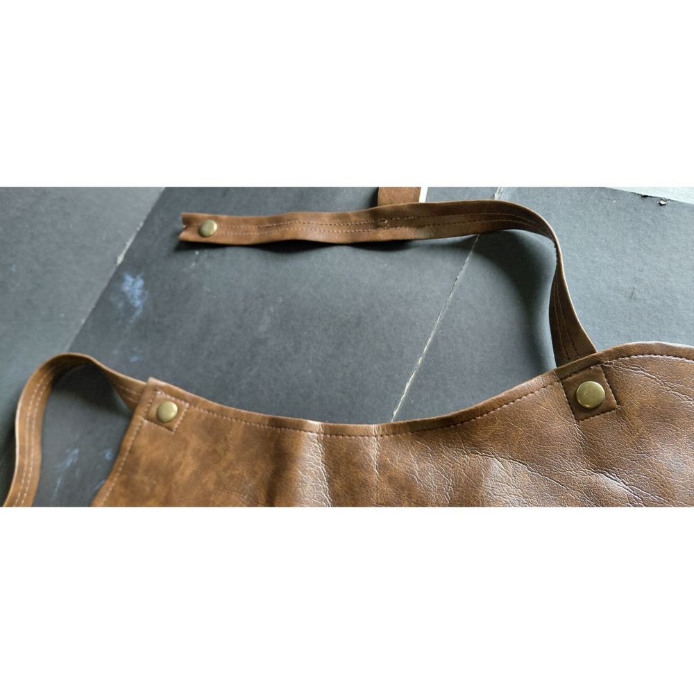 Men One Size heavy-duty marbled brown leather utility apron adjustable Straps - Picture 4 of 16
